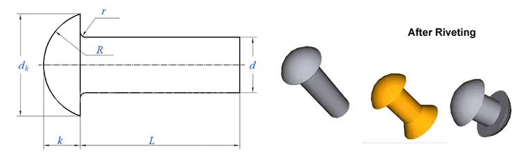 Mushroom Head solid Rivets